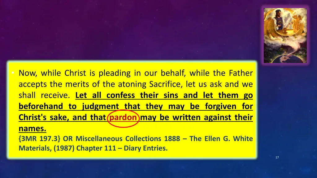 now while christ is pleading in our behalf while