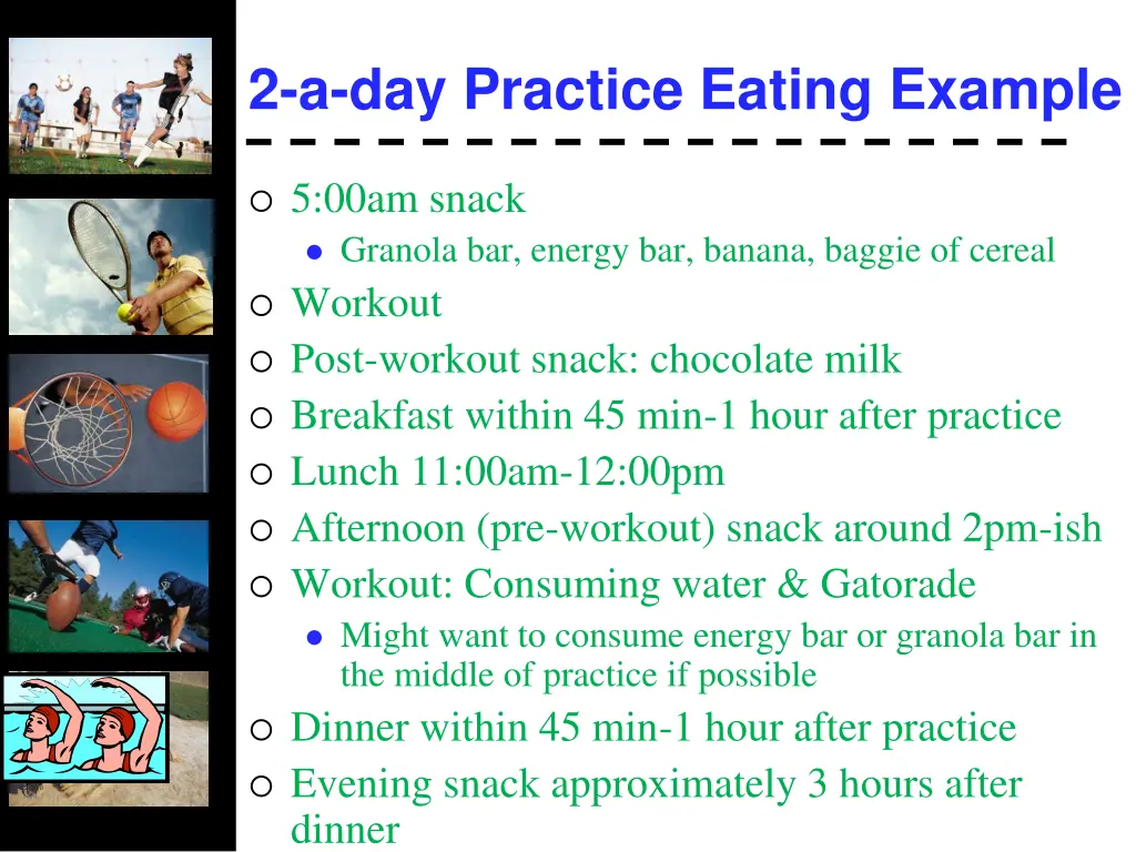 2 a day practice eating example