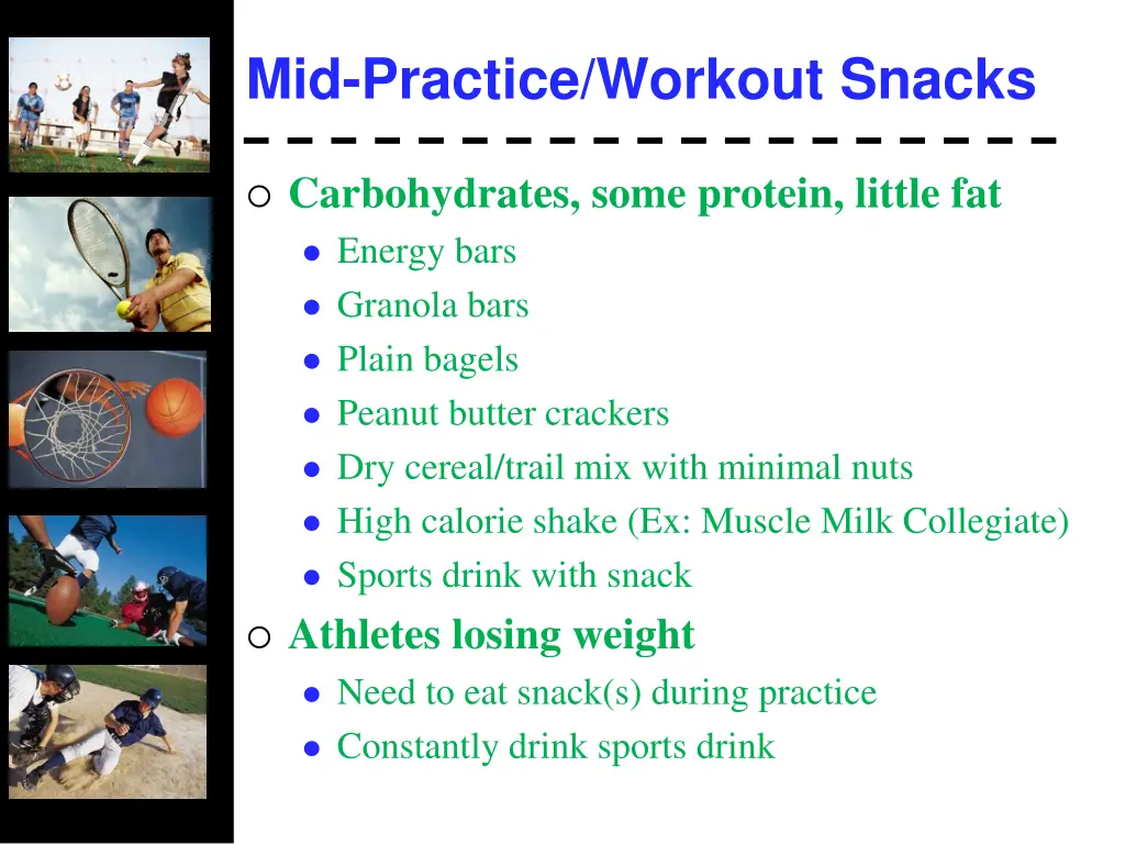 mid practice workout snacks