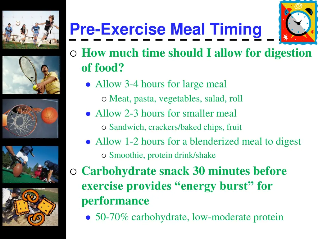 pre exercise meal timing