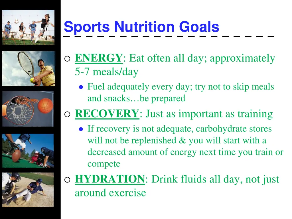 sports nutrition goals