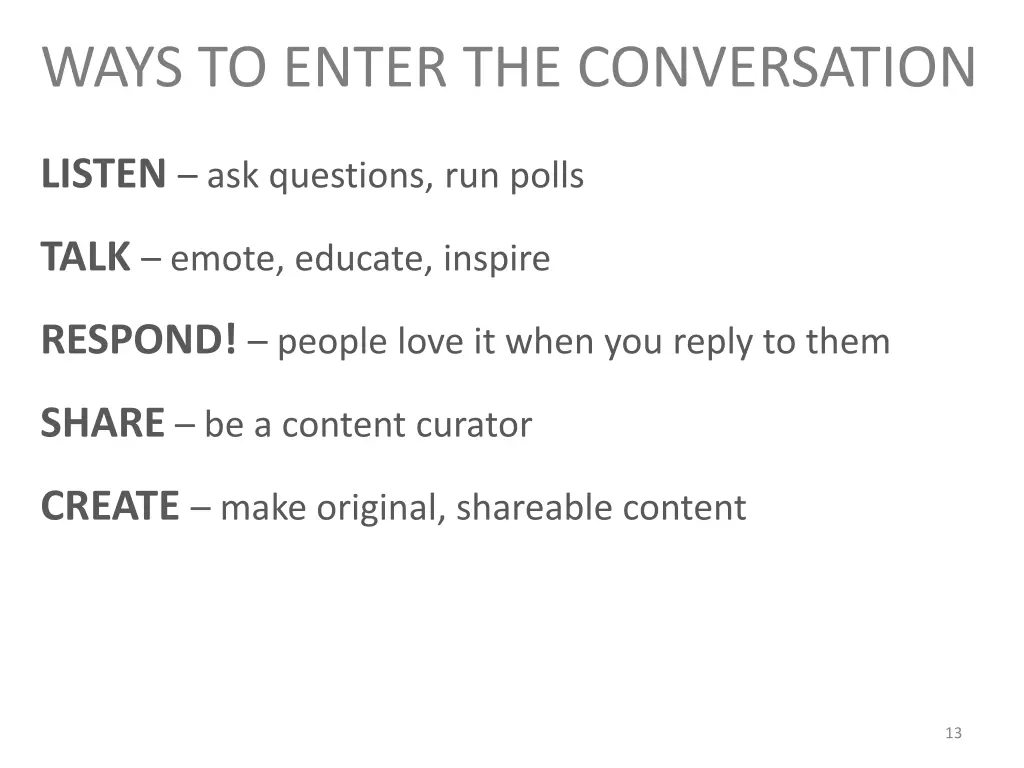 ways to enter the conversation