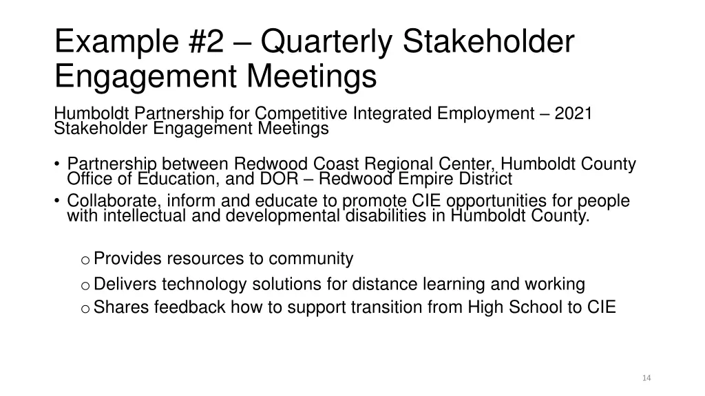 example 2 quarterly stakeholder engagement