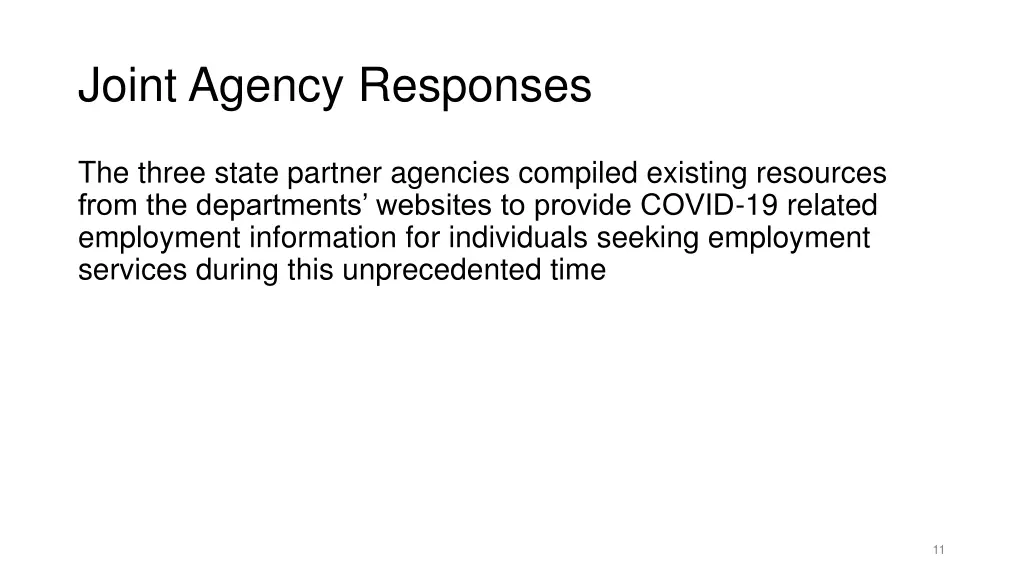 joint agency responses