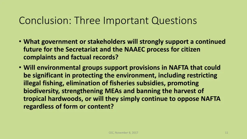conclusion three important questions
