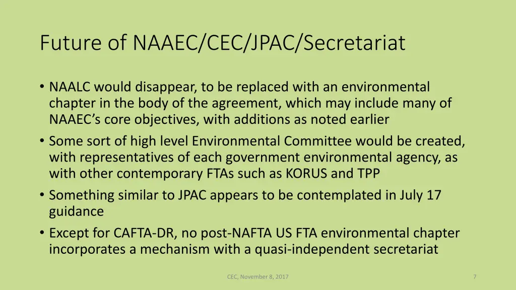 future of naaec cec jpac secretariat