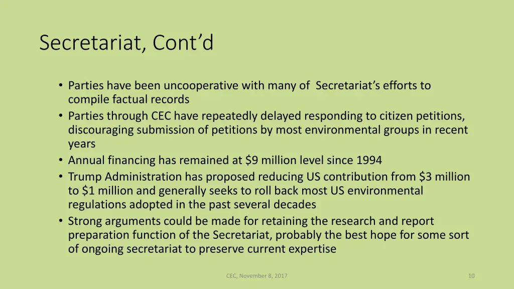 secretariat cont d