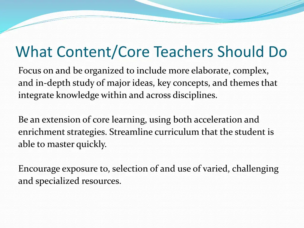 what content core teachers should do 2