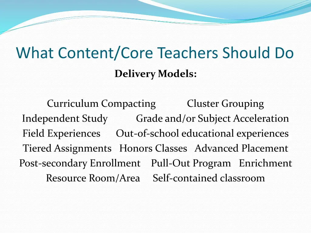 what content core teachers should do 4