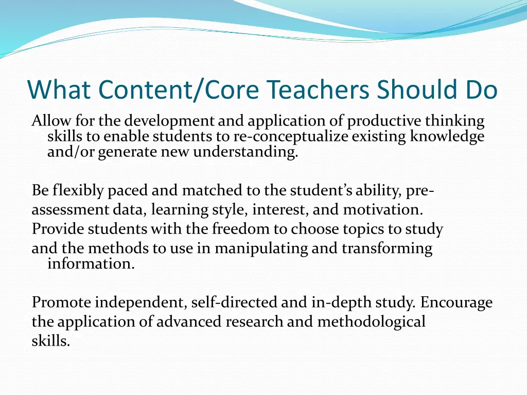 what content core teachers should do allow