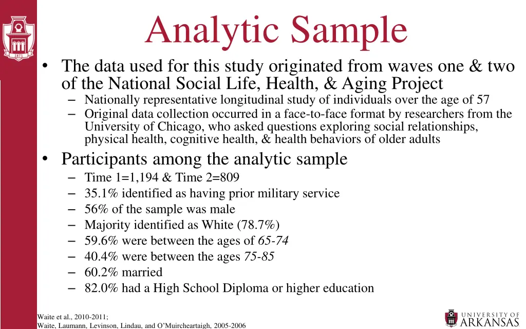 analytic sample the data used for this study