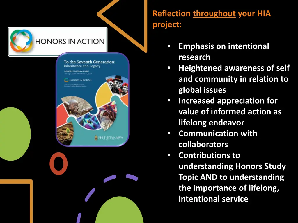 reflection throughout your hia project