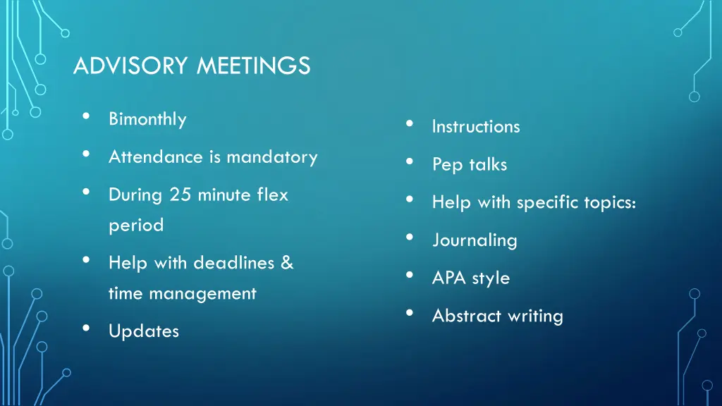 advisory meetings