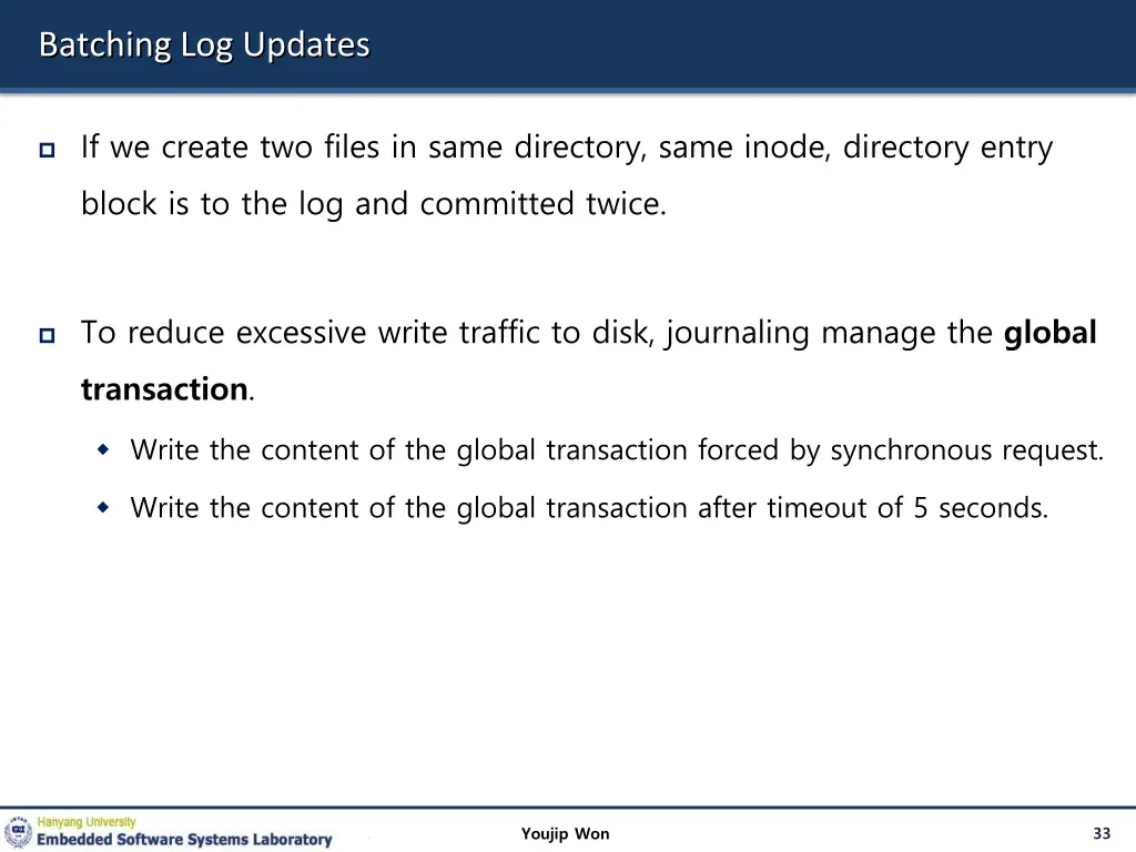 batching log updates
