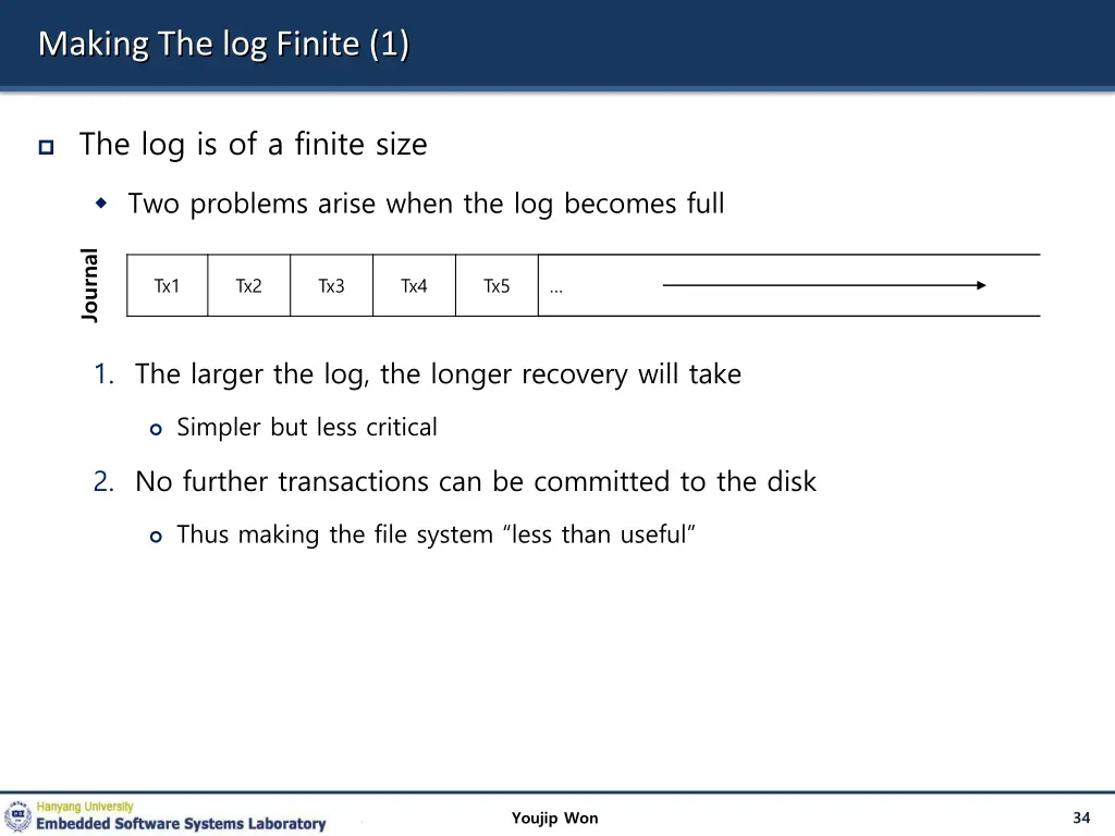 making the log finite 1