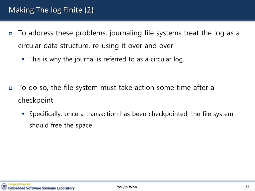 making the log finite 2