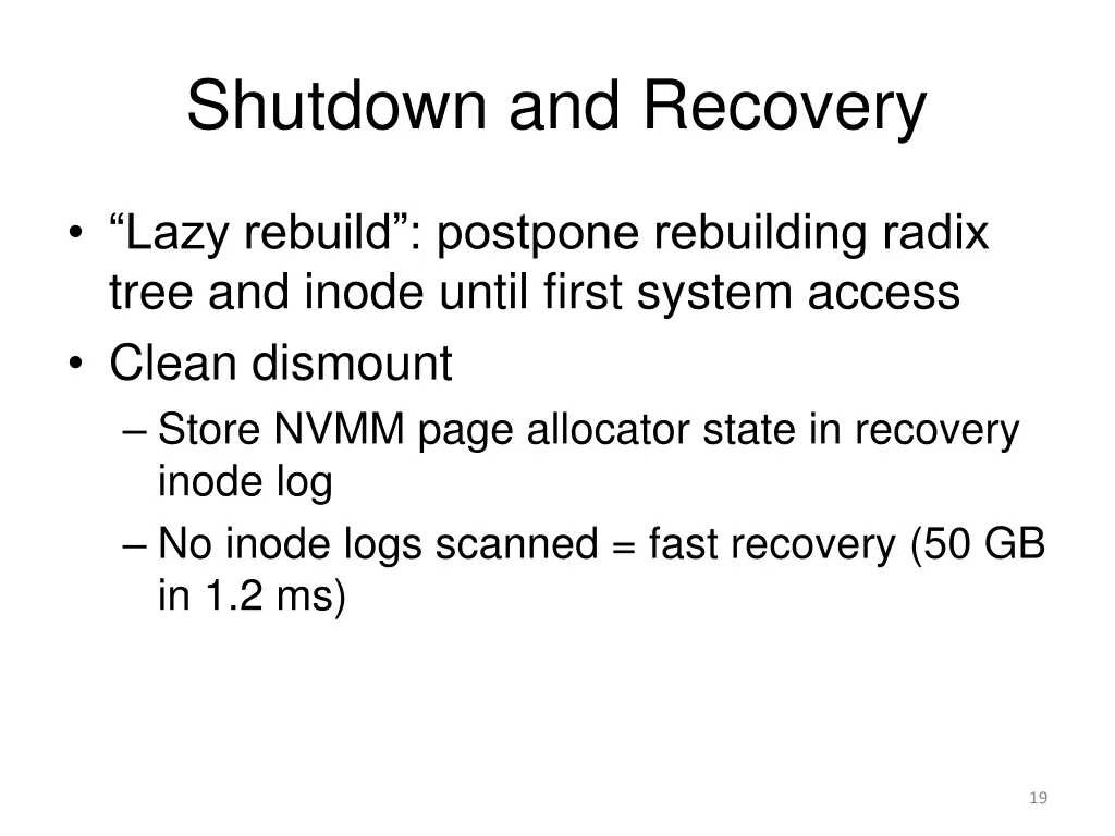 shutdown and recovery