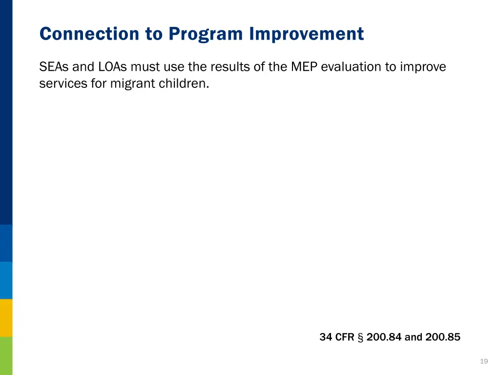 connection to program improvement