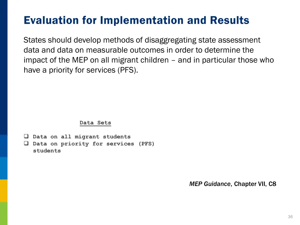 evaluation for implementation and results