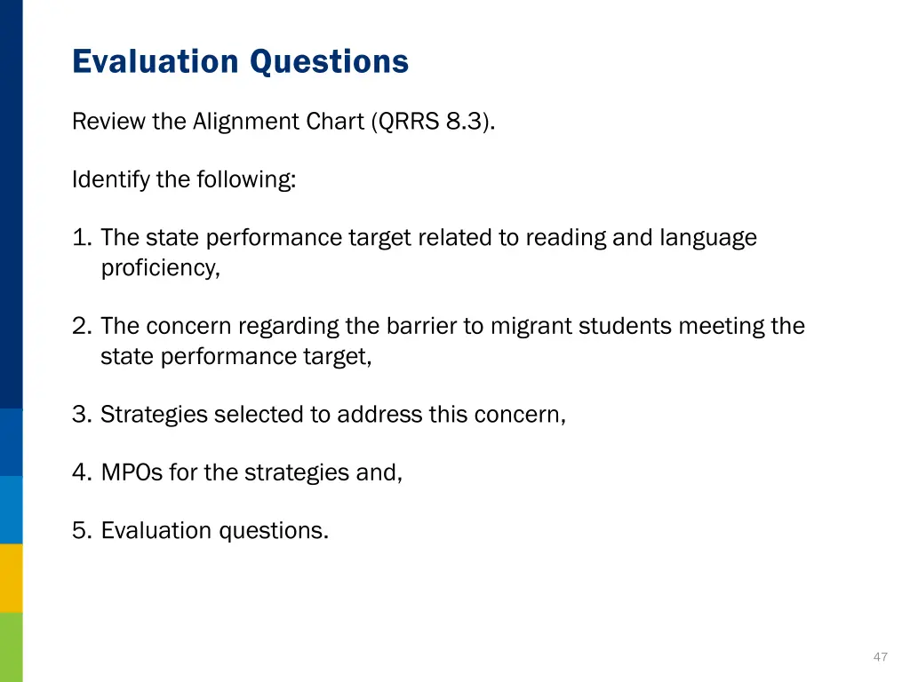 evaluation questions 1