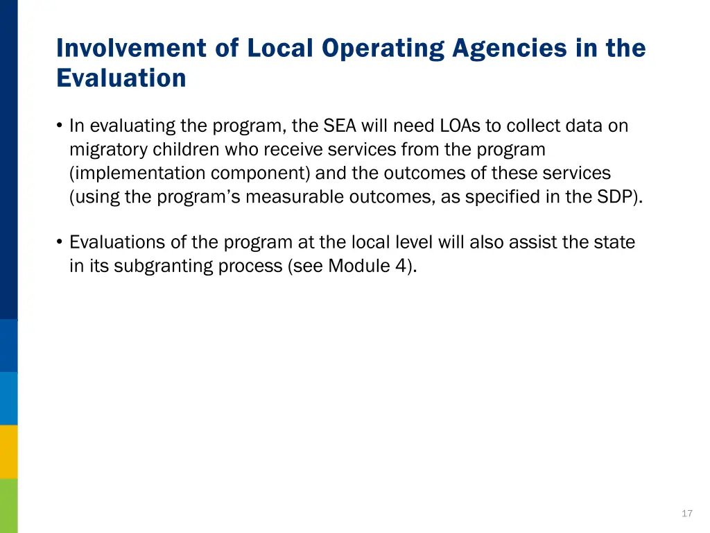 involvement of local operating agencies