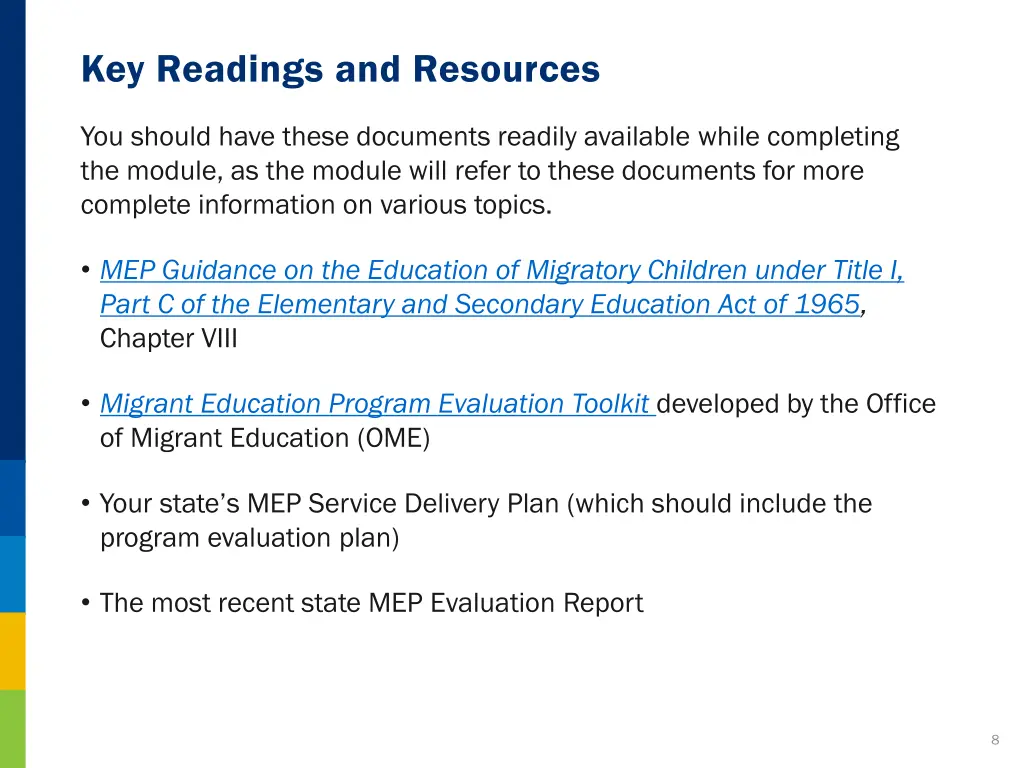 key readings and resources