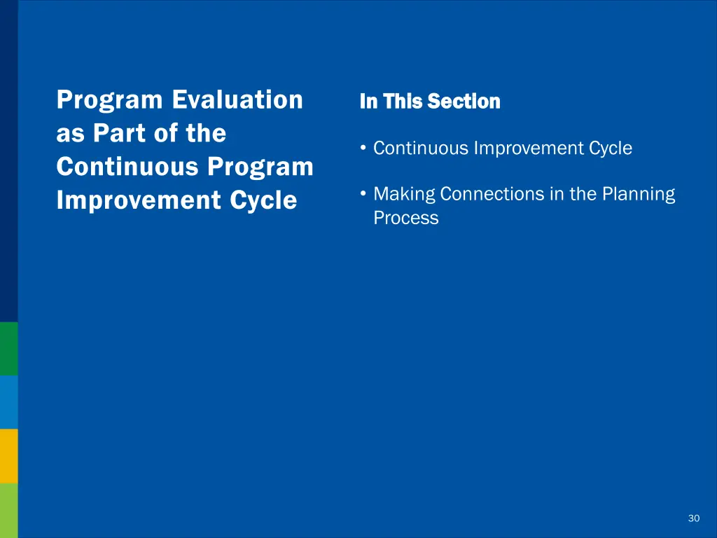 program evaluation as part of the continuous