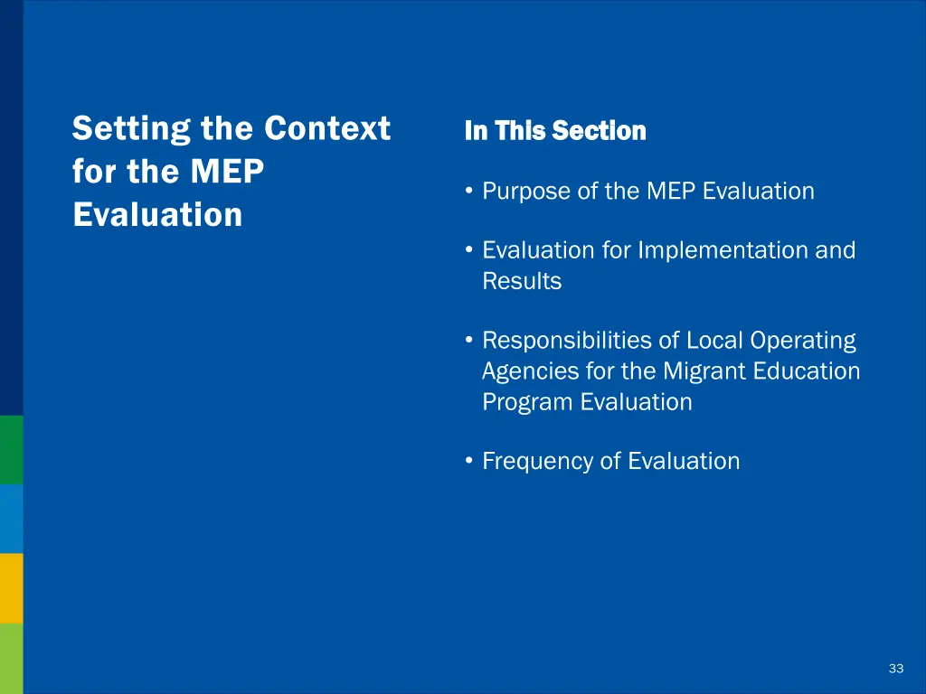 setting the context for the mep evaluation