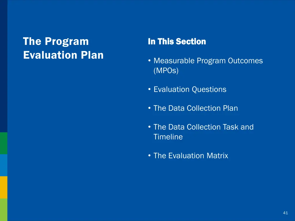 the program evaluation plan