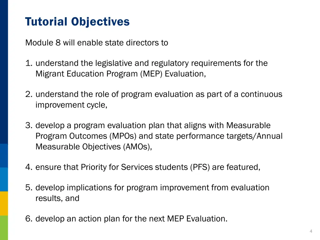 tutorial objectives