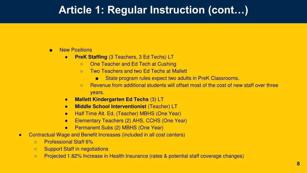 article 1 regular instruction cont
