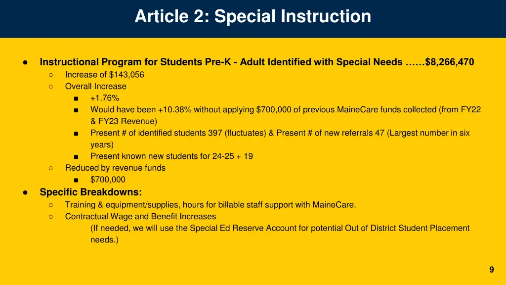 article 2 special instruction