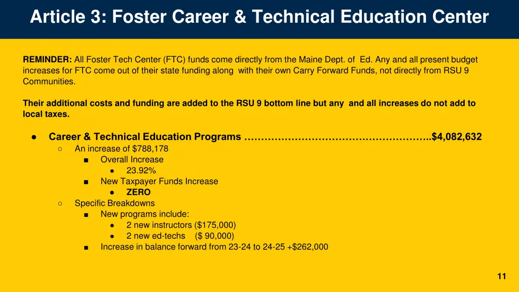 article 3 foster career technical education center
