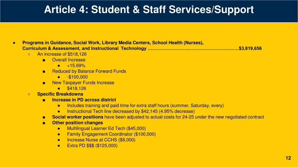 article 4 student staff services support