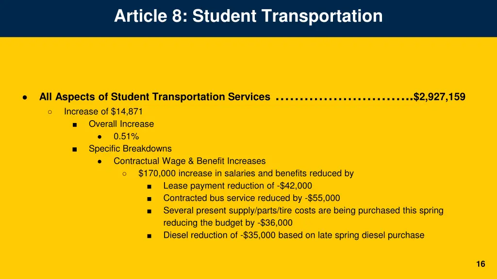 article 8 student transportation