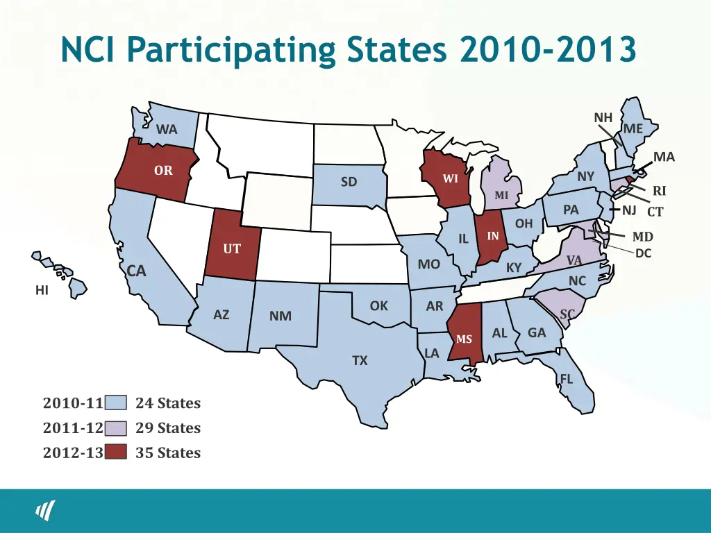 nci participating states 2010 2013