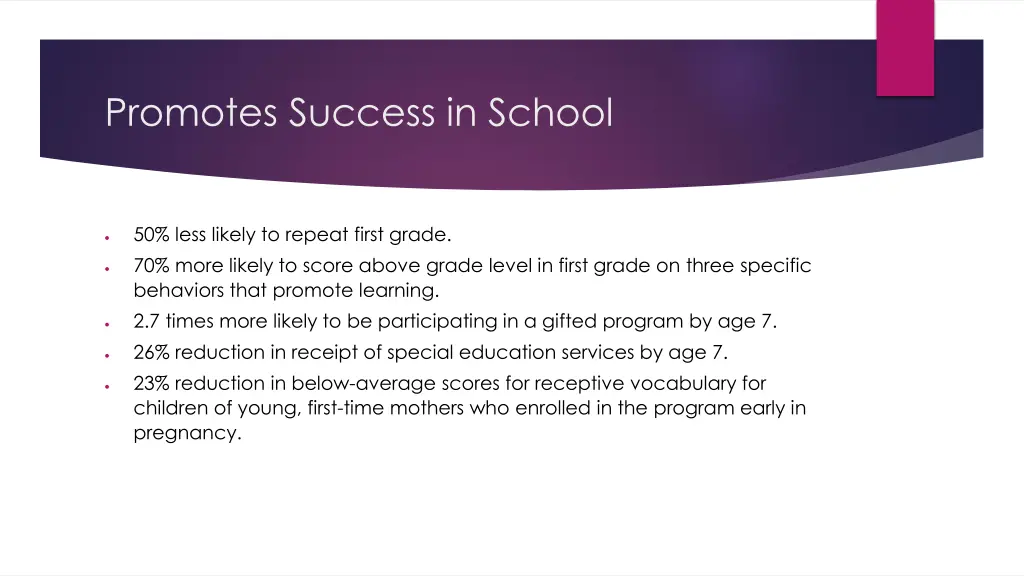 promotes success in school