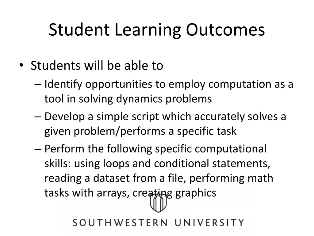 student learning outcomes
