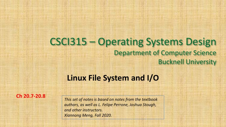 csci315 operating systems design department