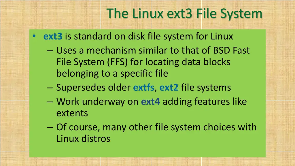 the linux ext3 file system