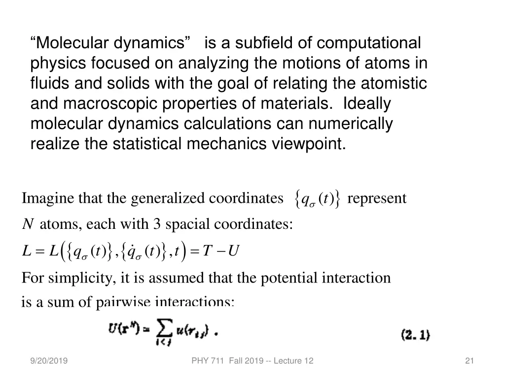 molecular dynamics is a subfield of computational