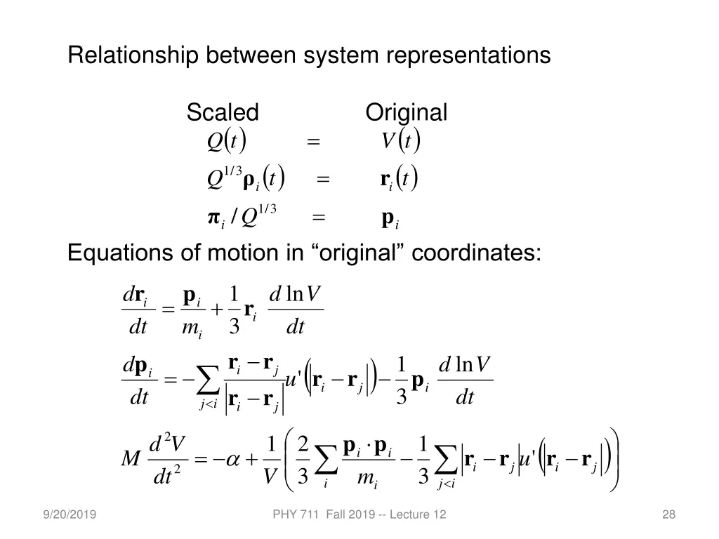 relationship between system representations