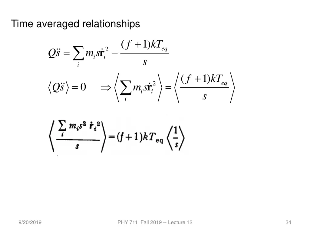 time averaged relationships