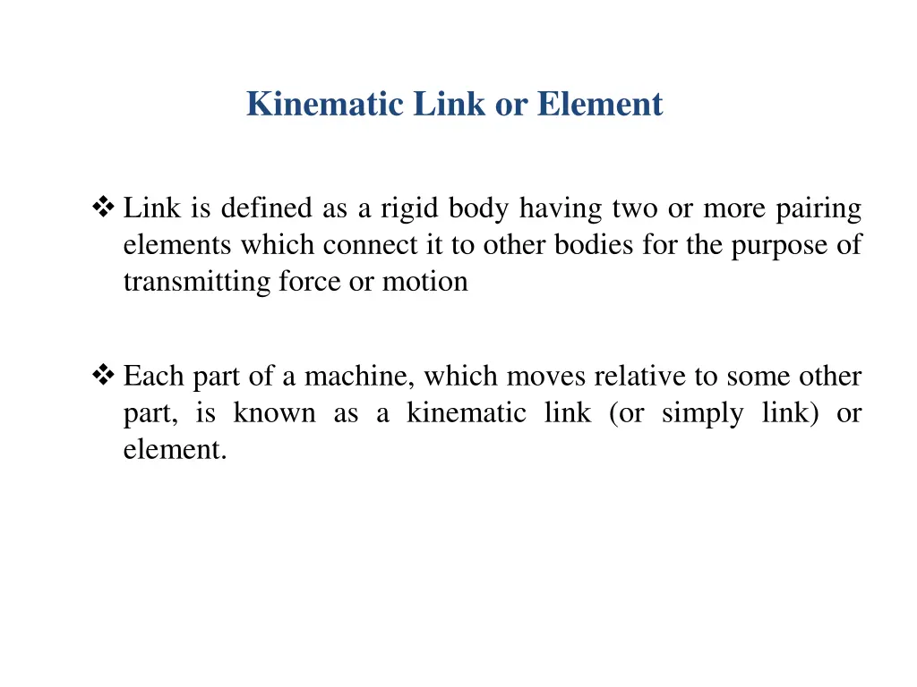 kinematic link or element