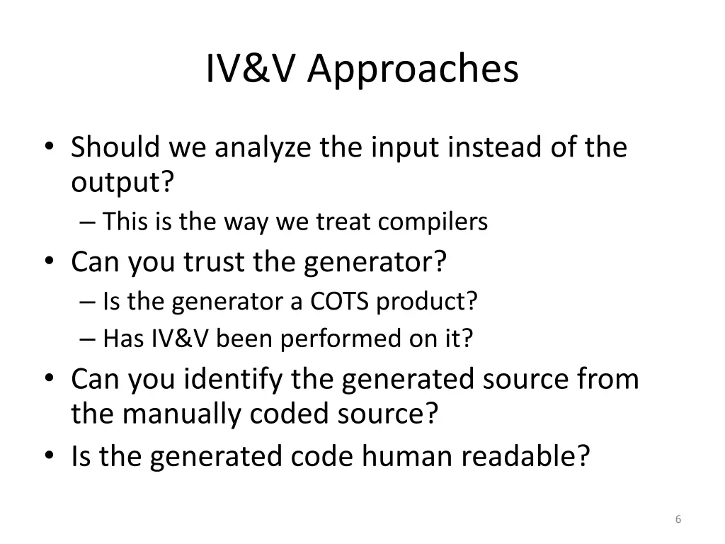 iv v approaches