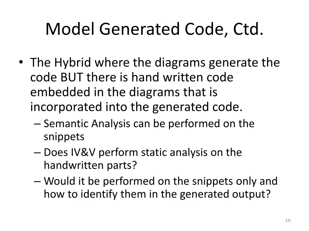 model generated code ctd