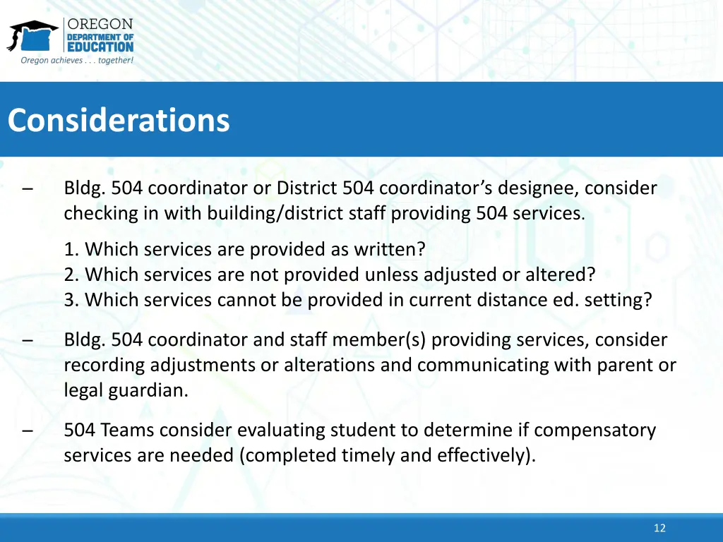 considerations