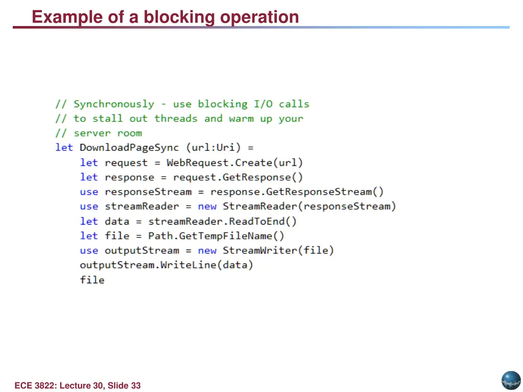 example of a blocking operation