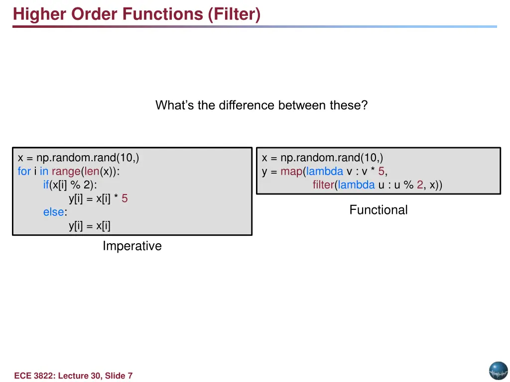 higher order functions filter