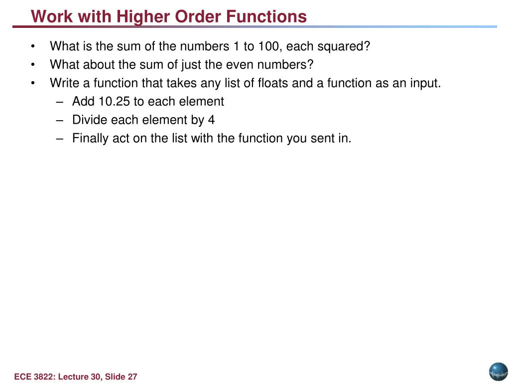 work with higher order functions